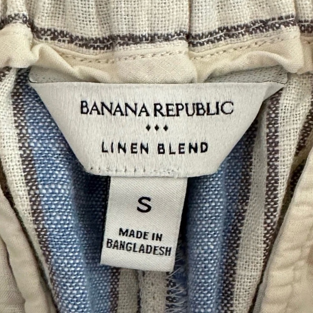 Banana Republic Linen Blend Easy Wide Leg Cropped Pant Blue Striped Small - Picture 5 of 11